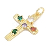 Brass Micro Pave Clear Cubic Zirconia Pendants KK-G522-51G-04-2