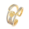 Brass Micro Pave Cubic Zirconia Cuff Rings for Women RJEW-C140-09G-4