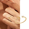 1Pc Letter Brass Rhinestone Open Cuff Rings for Women AJEW-LP0004-47Y-G-1