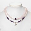 Personalized Dual-use Round Gemstone Beads 4-Layer Stretch Wrap Bracelets/Necklaces BJEW-JB01906-01-12