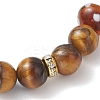 Natural Tiger Eye & Lampwork Beads Stretch Bracelets for Women BJEW-JB13317-01-4