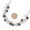3Pcs 3 Colors Round Glass Beaded Bib 304 Stainless Steel Rolo Chain Necklaces NJEW-JN05359-4