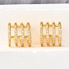 Brass Micro Pave Clear Cubic Zirconia Cuff Earrings EJEW-K309-03G-2