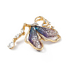 Resin Butterfly Brooch Pin with Crystal Rhinestone X-JEWB-P016-05KCG-01-3