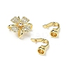 Rack Plating Flower Brass Pave Clear Cubic Zirconia Fold Over Clasps KK-E080-01G-2
