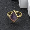 Rhombus Natural Amethyst Finger Rings RJEW-B113-01G-08-2