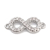 Brass Pave Clear Cubic Zirconia Infinity Connector Charms KK-M293-46P-1