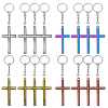 16Pcs 4 Colors Alloy Cross Charm Keychains KEYC-PH01546-1