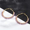 Beaded Hoop Earrings X-EJEW-JE03830-02-3