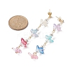 Natural Quartz Crystal & Glass Butterfly Beaded Dangle Stud Earrings EJEW-JE05197-2