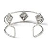 Non-Tarnish 304 Stainless Steel Wide Textured Open Cuff Bangles BJEW-Q348-05P-05-3