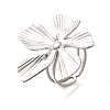 Flower 304 Stainless Steel Open Cuff Ring for Women RJEW-R006-03P-01-4