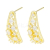 Brass Pave Clear Cubic Zirconia Stud Earring Findings LS-KK-F875-03G-1