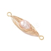 Natural Cultured Freshwater Pearl Potato Copper Wire Wrapped Horse Eye Links Connector Charms PALLOY-JF04766-4
