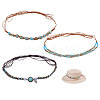 3Pcs 3 Styles Cotton with Glass & Plastic Beads Hat Bands DIY-CA0007-55-1