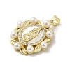 Brass Pave Shell Pendants KK-I708-16N-G-2