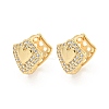 Heart Brass Pave Clear Cubic Zirconia Hoop Earrings EJEW-M258-20G-1