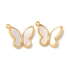 Brass Pave Shell Butterfly Charms KK-K378-30G-1