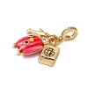 Rack Plating Brass Micro Pave Clear Cubic Zirconia European Dangle Charms KK-P279-32G-2
