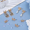 8Pcs Butterfly Brass Rhinestone Stud Earring Findings for Women EJEW-BBC0001-91-3