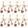 8Pcs Christmas Snowman & Christmas Bell Alloy Enamel Bookmarks Pendant Decoration HJEW-SC0001-82-1