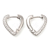 Rack Plating Heart Brass Pave Clear Cubic Zirconia Hoop Earrings EJEW-I310-09P-1