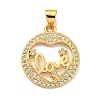Rack Plating Brass Micro Pave Cubic Zirconia Pendants KK-B091-50E-G-1