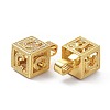 Alphabet Brass Micro Pave Clear Cubic Zirconia Pendants ZIRC-O045-01G-C-3