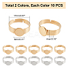 20Pcs 2 Colors Ion Plating(IP) Adjustable 304 Stainless Steel Finger Rings Components STAS-UN0032-61-5
