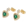 Brass Micro Pave Clear Cubic Zirconia Studs Earring for Women EJEW-S225-16G-1