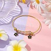 Glass Seed Beads & Stainless Steel Bangles with Black Flower for Women BJEW-JB10411-2