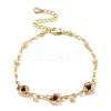 Faceted Rondelle Natural Dyed Red Crystal Link Bracelets BJEW-M315-01G-1