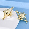 Rhombus with Round Brass Stud Earrings EJEW-R025-03G-3