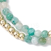 3Pcs Natural Rhodonite & Chrysocolla & Lapis Lazuli &  Dyed Hemimorphite Round Beadeds Double-layered Bracelets for Women BJEW-JB12095-5