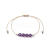 3Pcs 3 Style Natural Amethyst Braided Bead Bracelets Set BJEW-JB09334-02-3