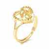 Real 18K Gold Plated Brass Alphabet Adjustable Rings RJEW-M139-18J-1