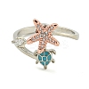 Turtle & Starfish Enamel Rotatable Cuff Rings for Women X-RJEW-M016-08P-3