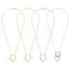4pcs 2 colors Zinc Alloy Rhombus Pendant Necklace with Steel Cable Chains NJEW-FG0001-04-1