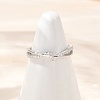 925 Sterling Silver Micro Pave Clear Cubic Zirconia Adjustable Cuff Rings for Women RJEW-G351-04P-1