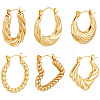 6 Pairs 6 Style 304 Stainless Steel Hoop Earrings for Women EJEW-BBC0001-96-6