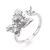 Butterfly Brass Micro Pave Clear Cubic Zirconia Cuff Ring Settings KK-T076-54P-1