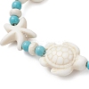 3Pcs 3 Styles Starfish & Turtle Synthetic Turquoise Beads Braided Bead Bracelets for Women BJEW-JB12130-5