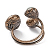 Oval & Round Natural Labradorite & Rose Quartz & Green Aventurine Open Cuff Rings RJEW-A041-01R-4