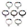 Natural Mixed Gemstone Round Beaded Chakra Stretch Bracelets BJEW-K251-01-1