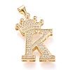 Brass Micro Pave Cubic Zirconia Pendants KK-R138-002K-1