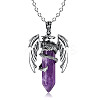 Natural Amethyst Bullet with Dragon Pendant Necklace with Zinc Alloy Chains LS-PW-WG99720-07-1