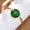 304 Stainless Steel Flat Round Link Bracelets BJEW-A036-10G-02-2