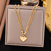 304 Stainless Steel Heart Pendant Necklaces for Women NJEW-Z072-06G-1