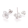 925 Sterling Silver Micro Pave Clear Cubic Zirconia Clover Stud Earrings STER-N016-80P-2