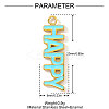 Word HAPPY Charms 304 Stainless Steel Enamel Pendants STAS-OY004-19G-2